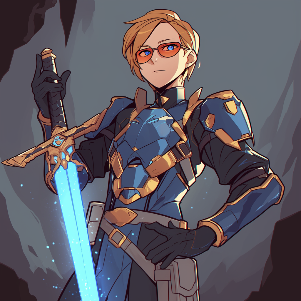 Corwin Thorne holding his sword