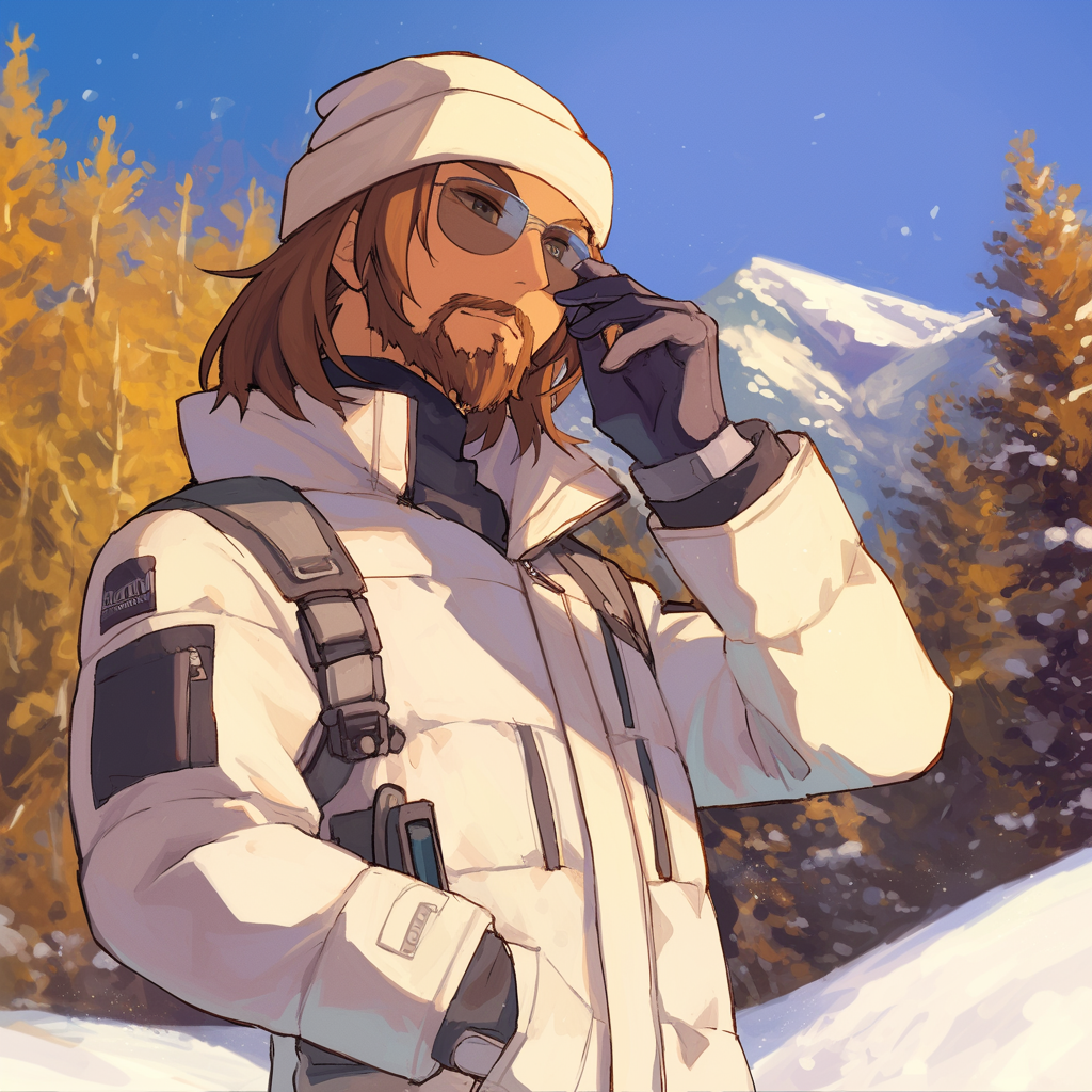 Jax in the snowy mountain